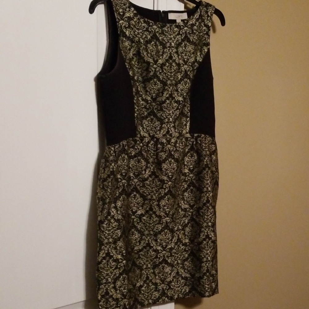 LOFT Black and gold dress